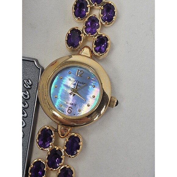 Marcel Drucker Amethyst Gold Tone Mother Of Pearl Face Ladies Quartz Watch New main image 14